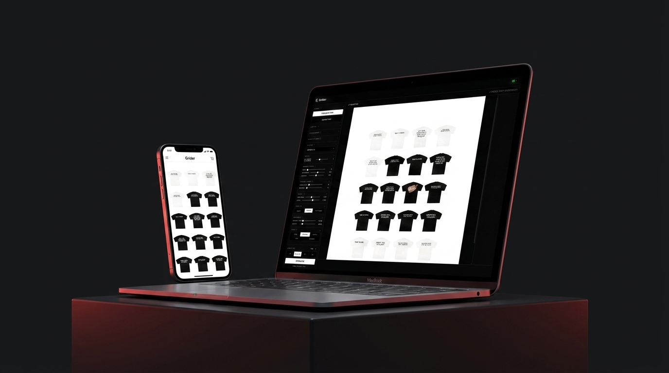 Grider — app de grids de produtos no MacBook e telemóvel
